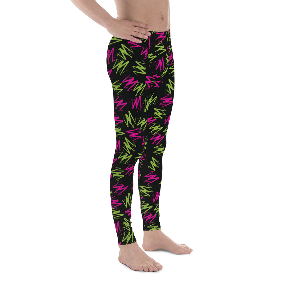 Mens Leggings, Black Rainbowcore