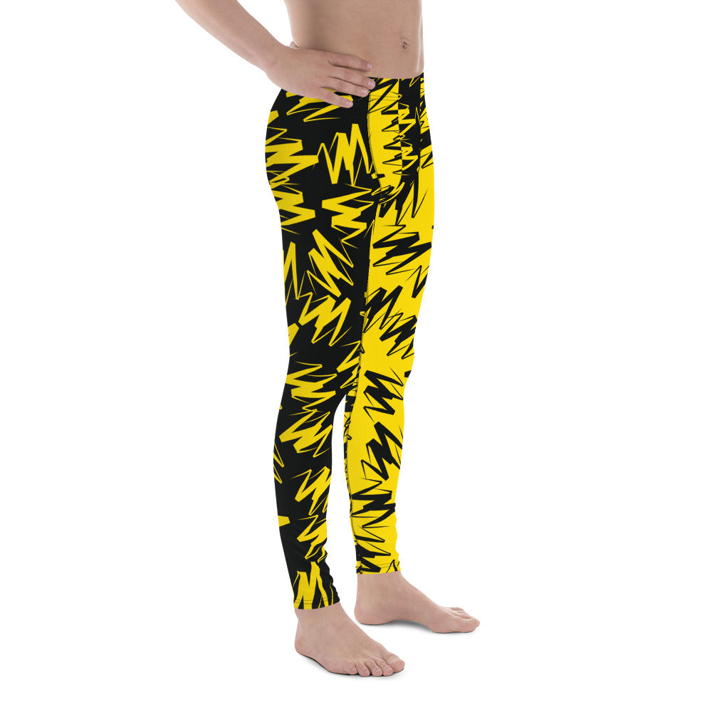 Leggings para hombre, bloques de color en zigzag