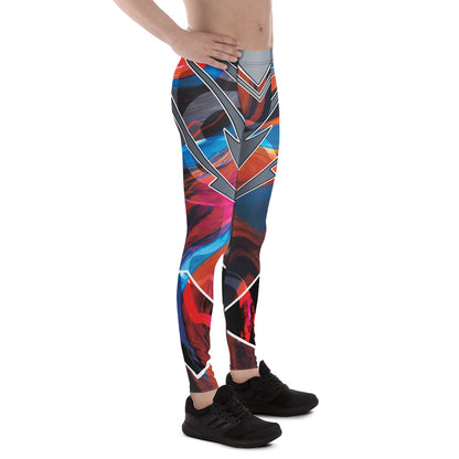 Bold pro wrestling tights in disruption style with a geometric pattern in a futuristic setting. Right view