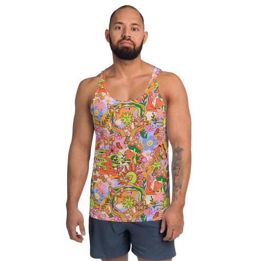 Tanktop für Herren, 70er Flower Power