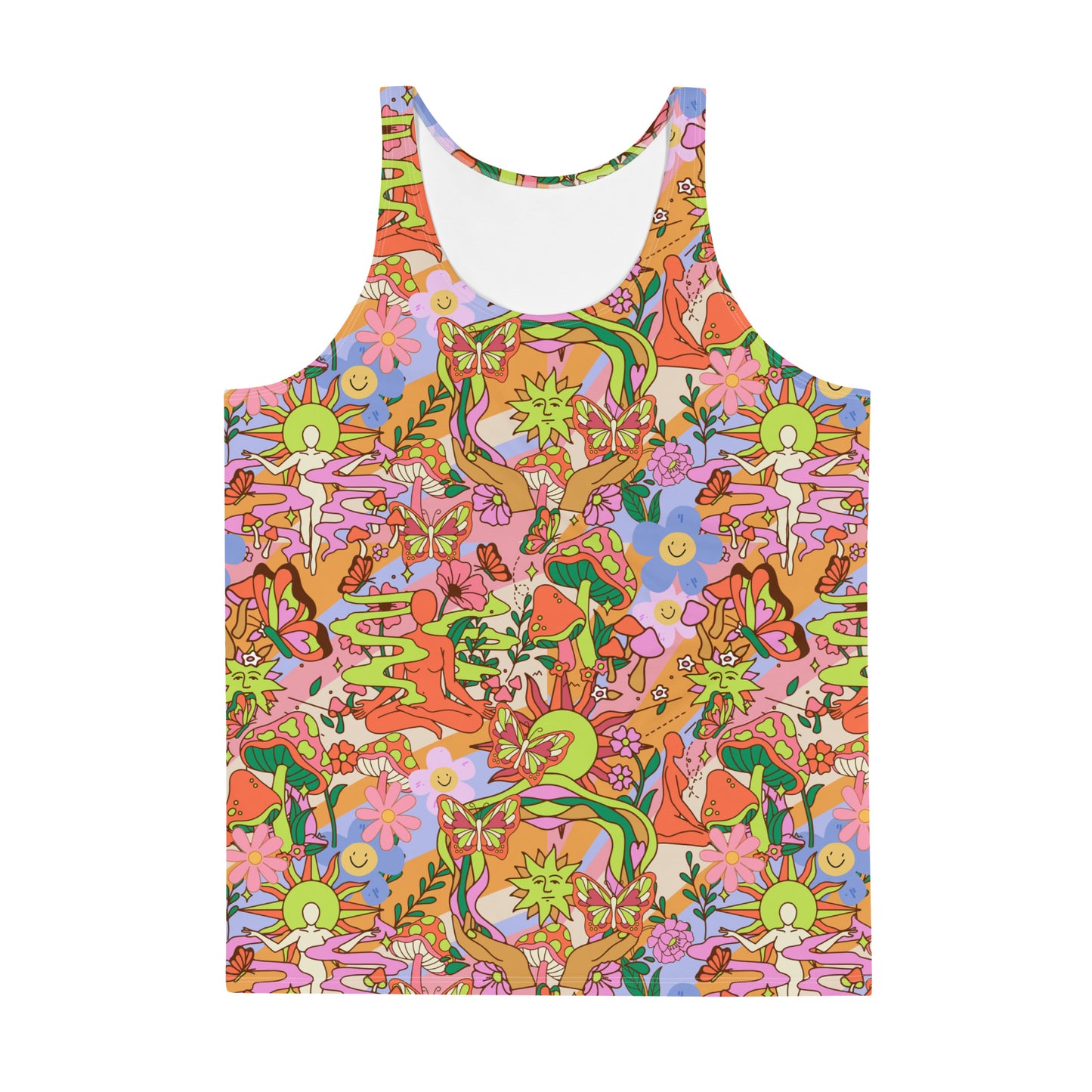 Camiseta sin mangas para hombre, Flower Power de los años 70