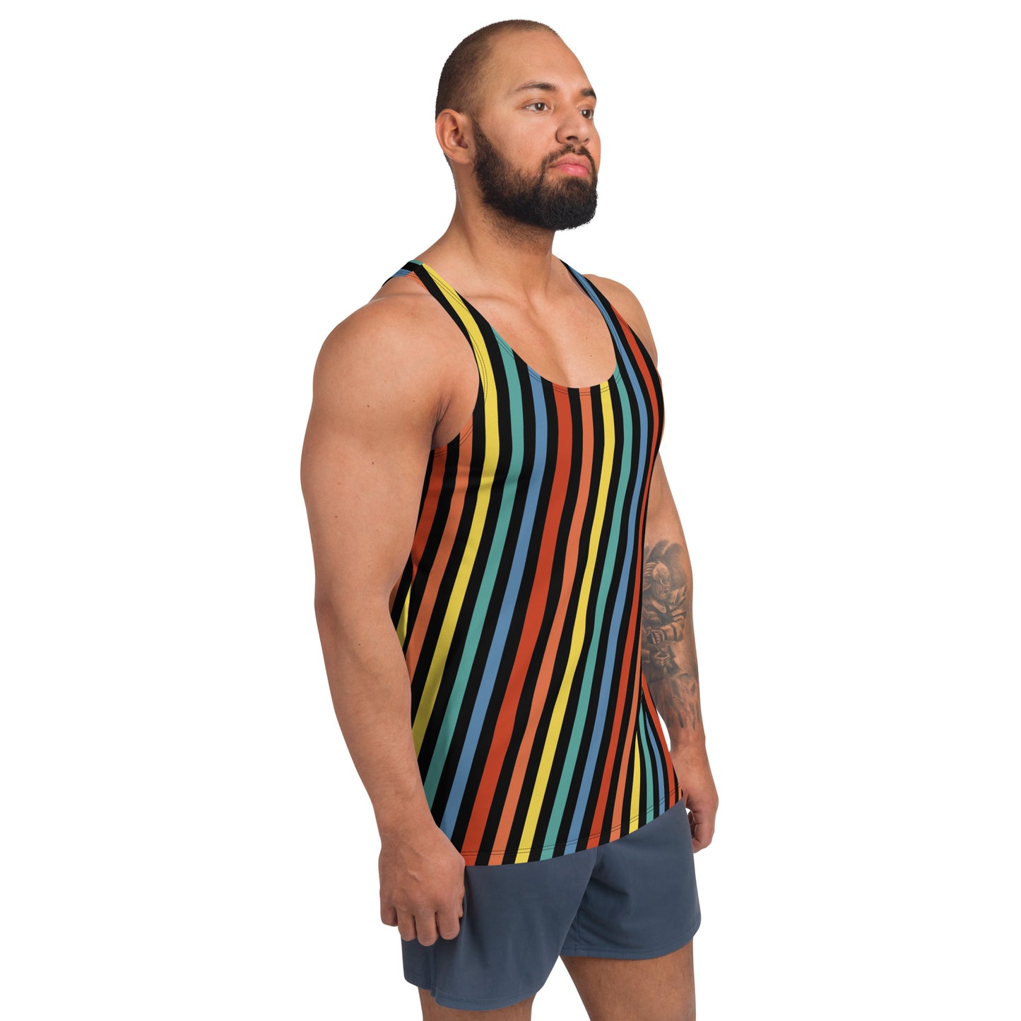 Camiseta de tirantes para hombre, festival de rayas