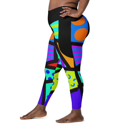 Leggings mit Taschen, Memphis Harajuku Regenbogen