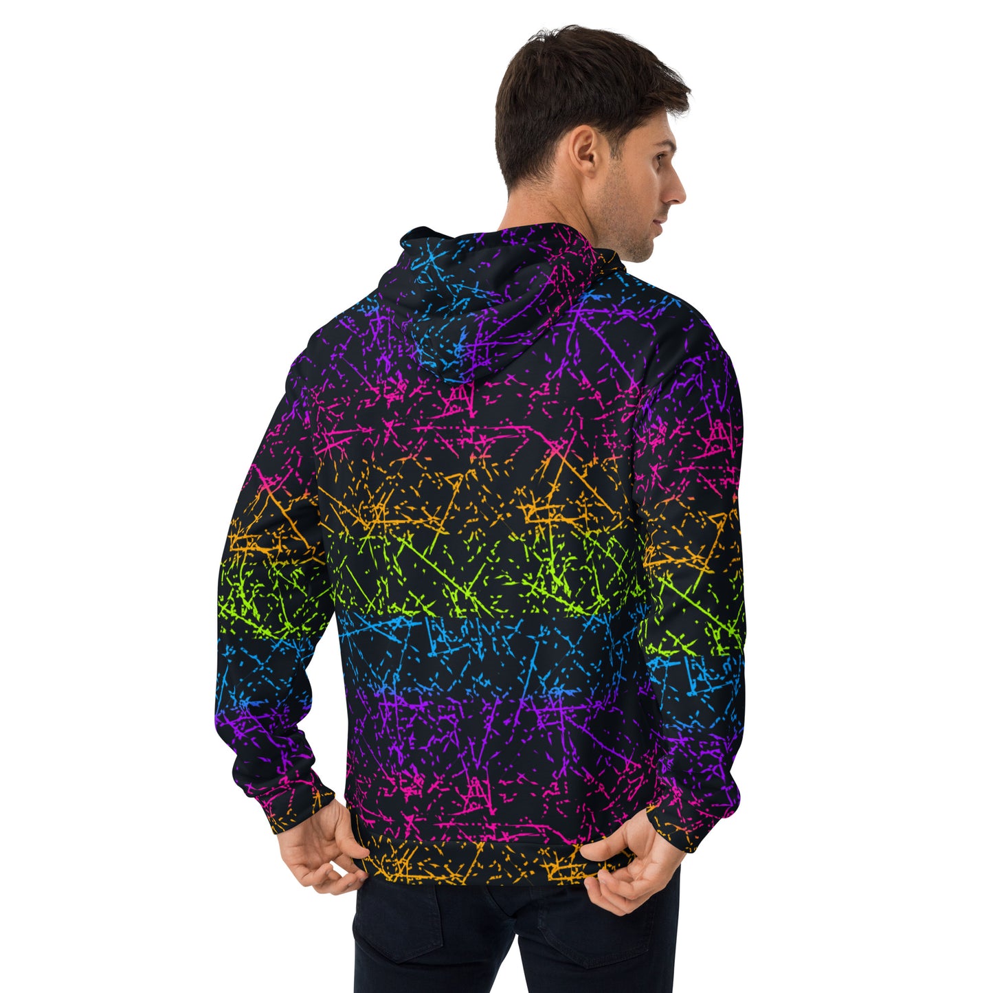 Unisex-Kapuzenpullover, Schwarzer Rainbowcore