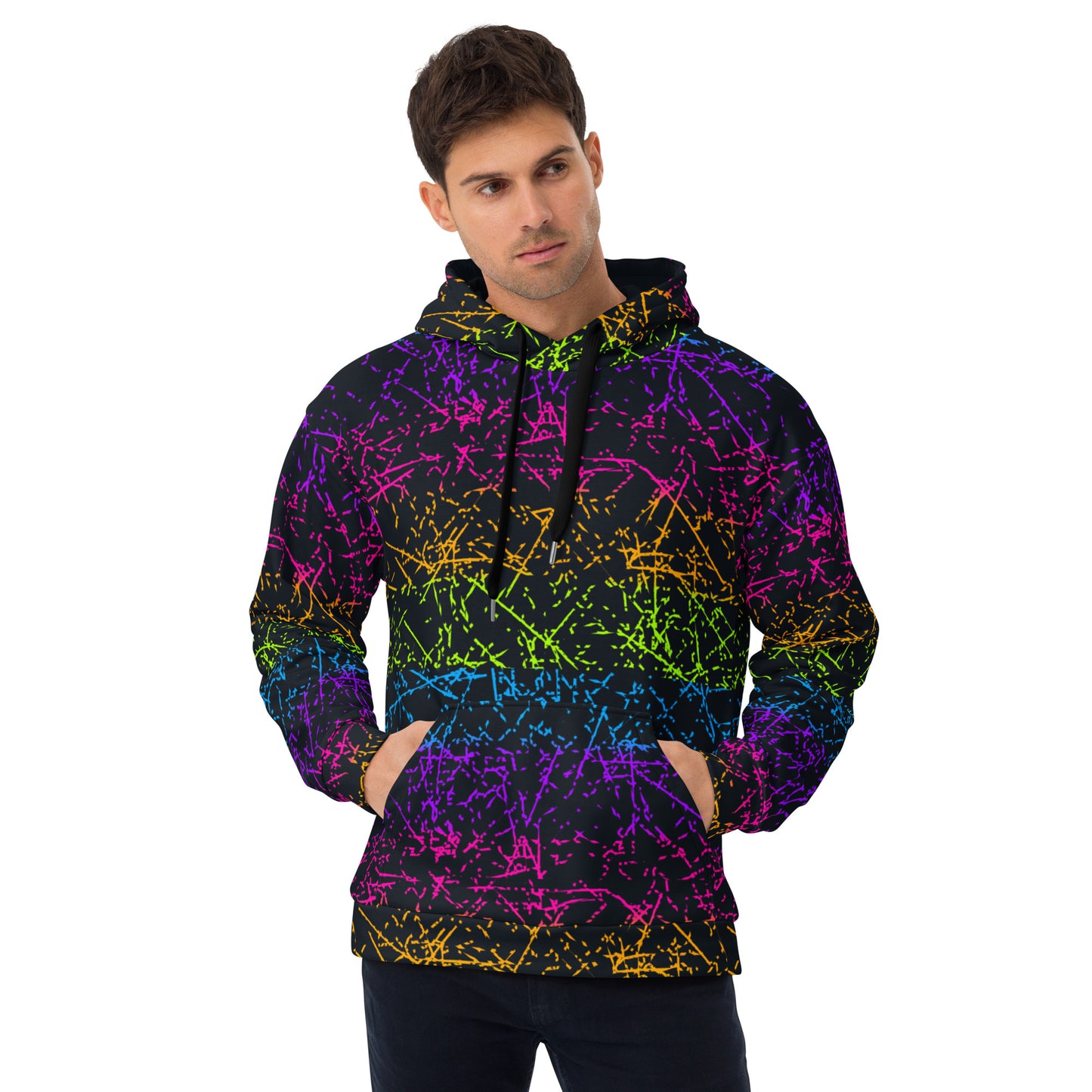 Unisex-Kapuzenpullover, Schwarzer Rainbowcore