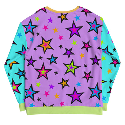 Sudadera unisex con bloques de color y estrellas kawaii