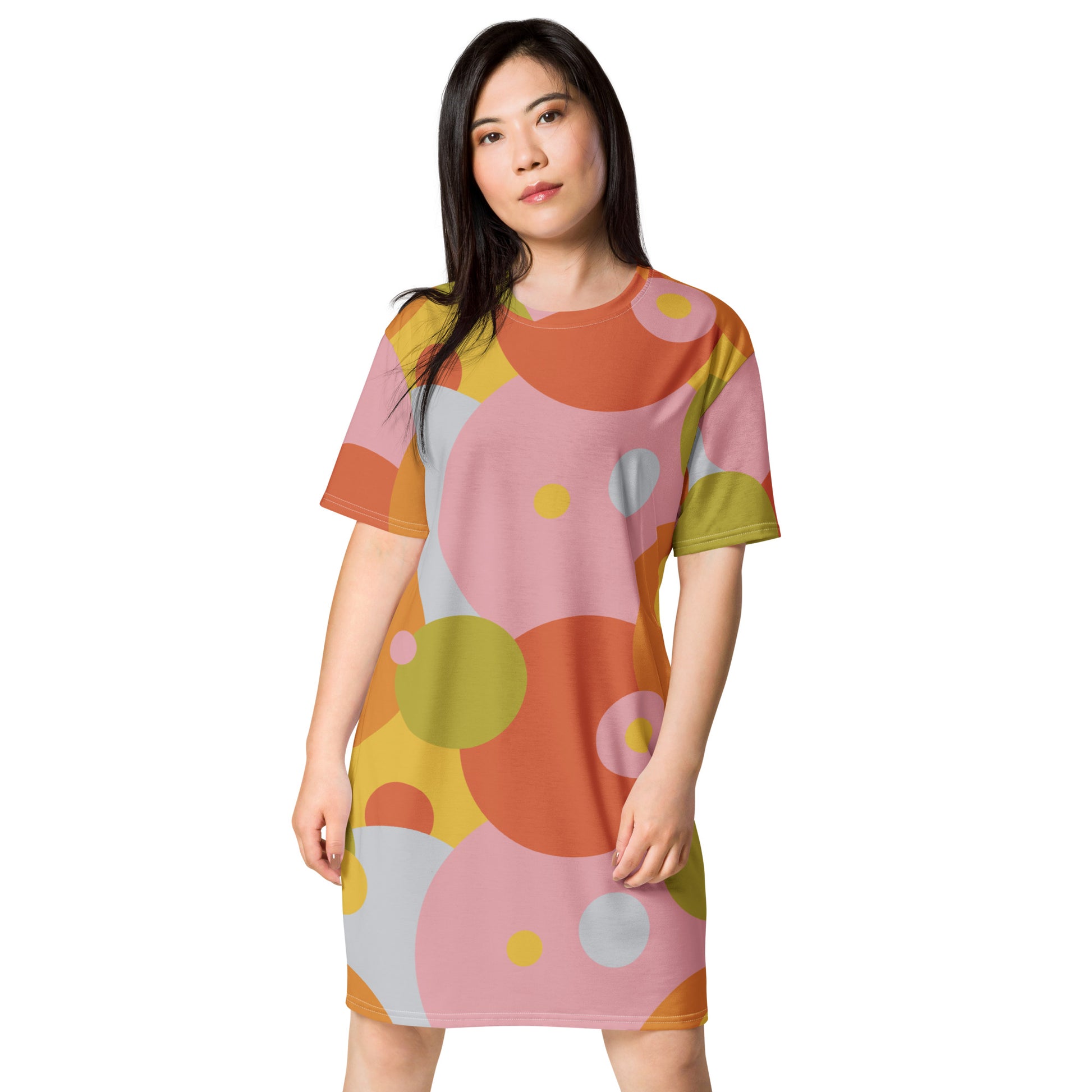 summer t shirt dress T-shirt Dress, Retro Groovy XL / Orange
