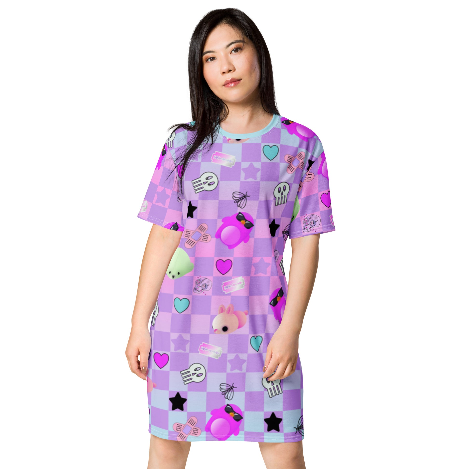 T-shirt Dress, Pastel Goth Menhera Kei 2XS / Pink