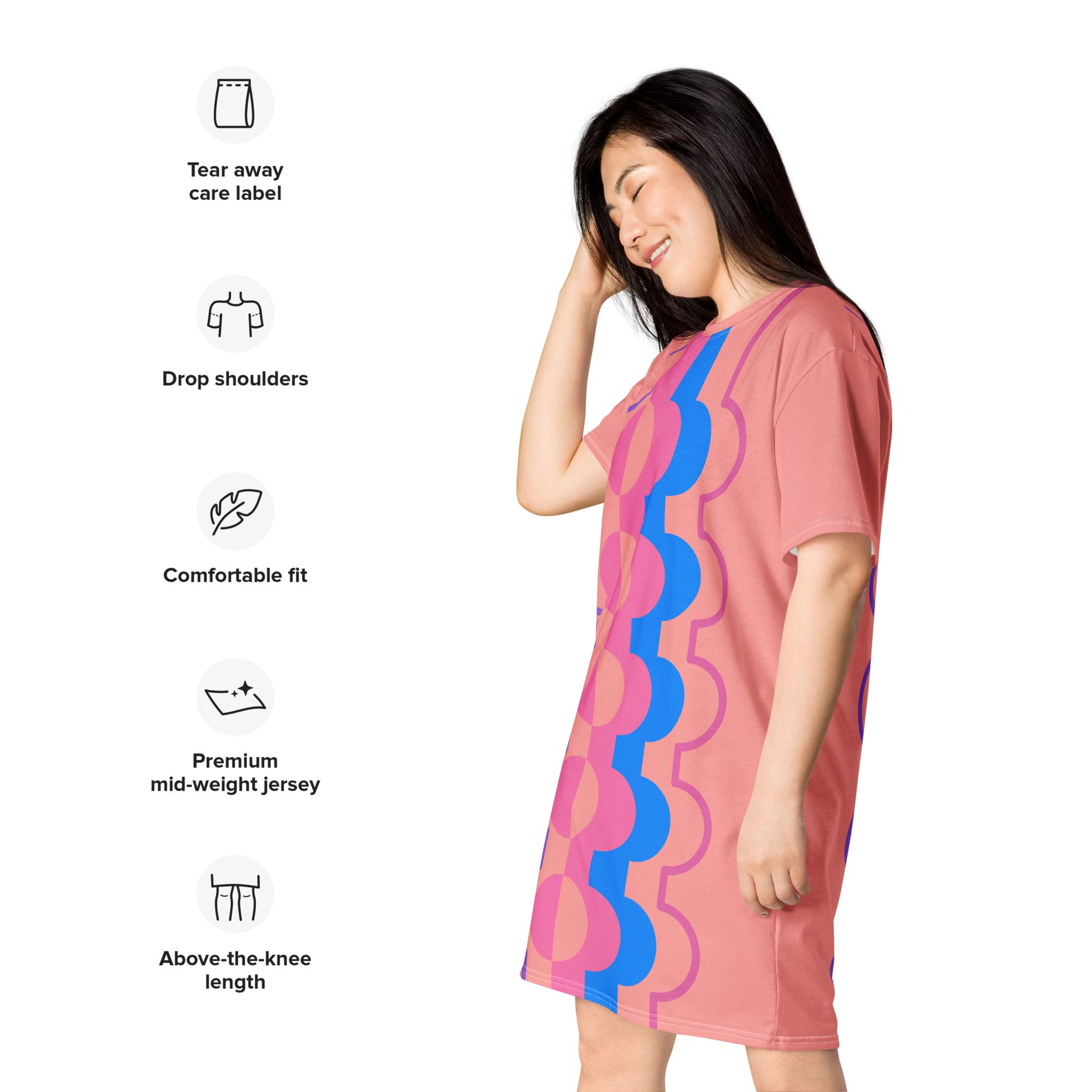 T-shirt Dress, Mid Century Pastel L / Pink T-shirt Dress, Mid Century Pastel L / Pink