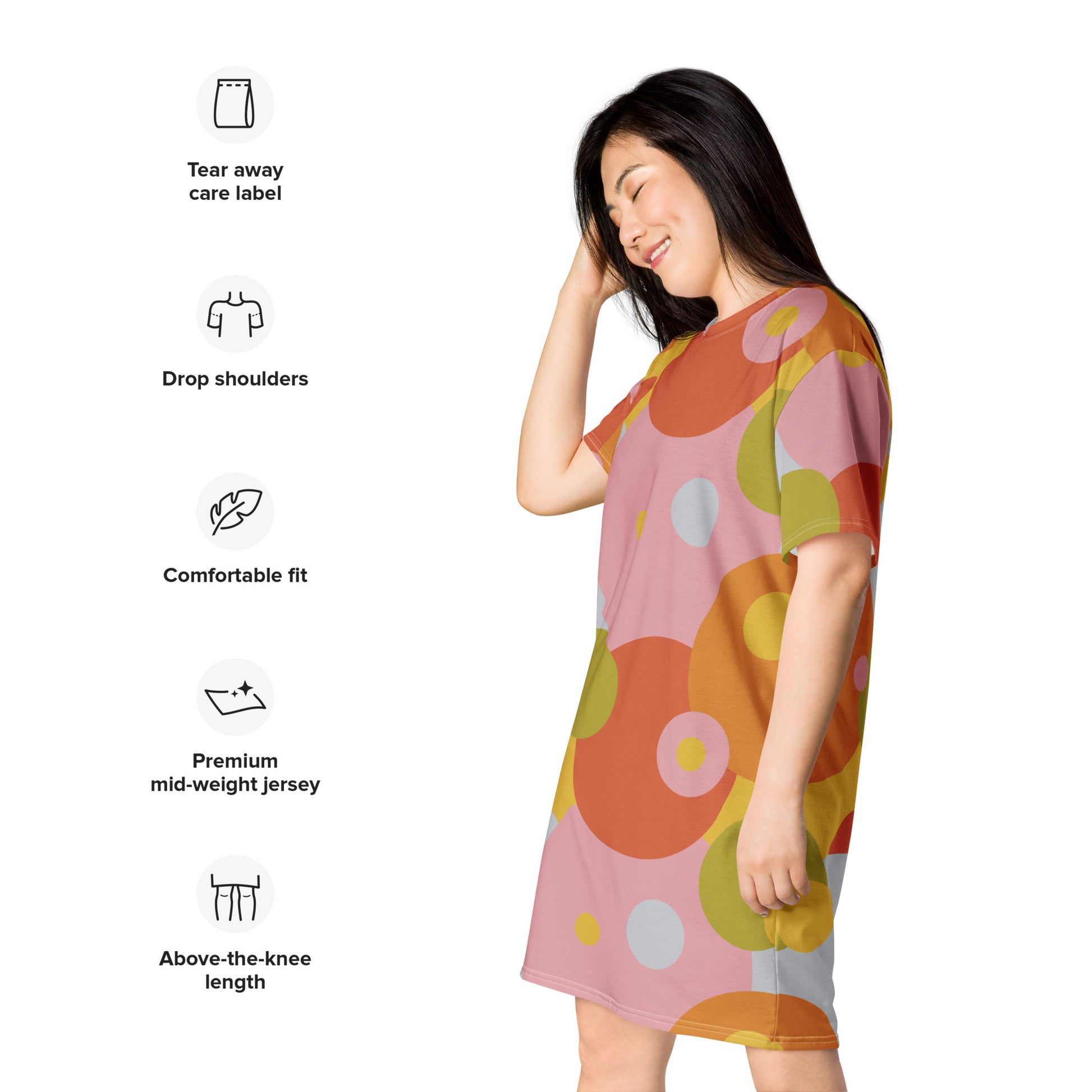 T-Shirt Dress, Retro Groovy XL / Orange T-Shirt Dress, Retro Groovy XL / Orange