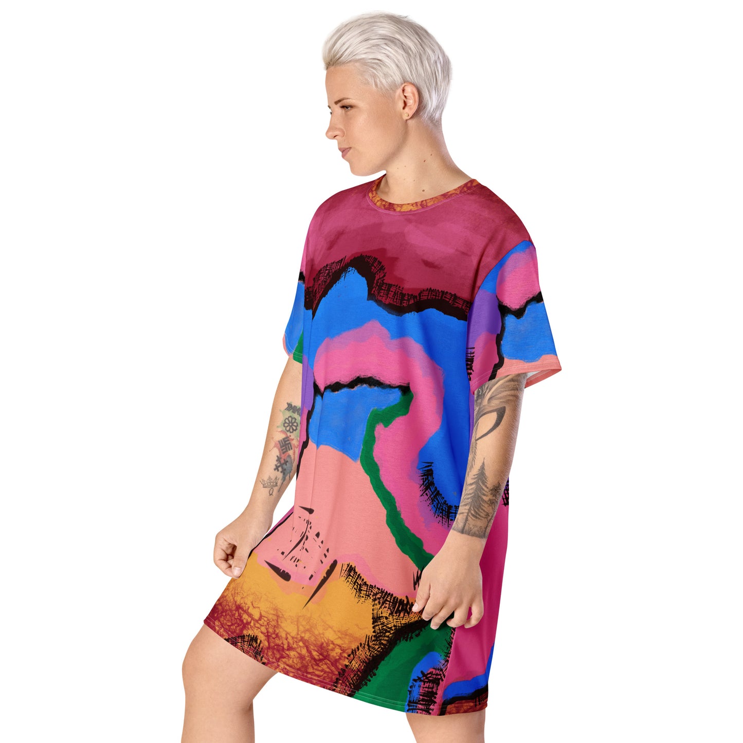 Vestido tipo camiseta, arte abstracto