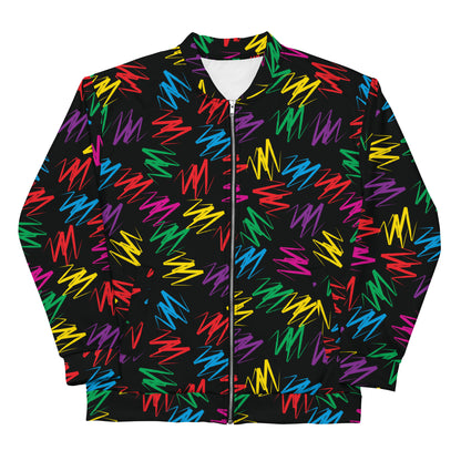 Unisex Bomber Jacket, Zigzags Rainbow