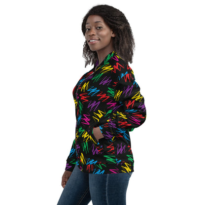 Unisex Bomber Jacket, Zigzags Rainbow