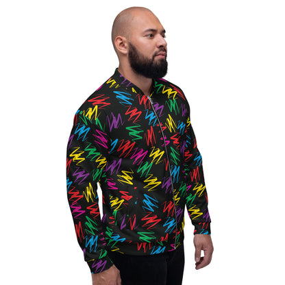 Unisex Bomber Jacket, Zigzags Rainbow