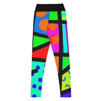 Yoga Leggings, Memphis Harajuku Rainbow