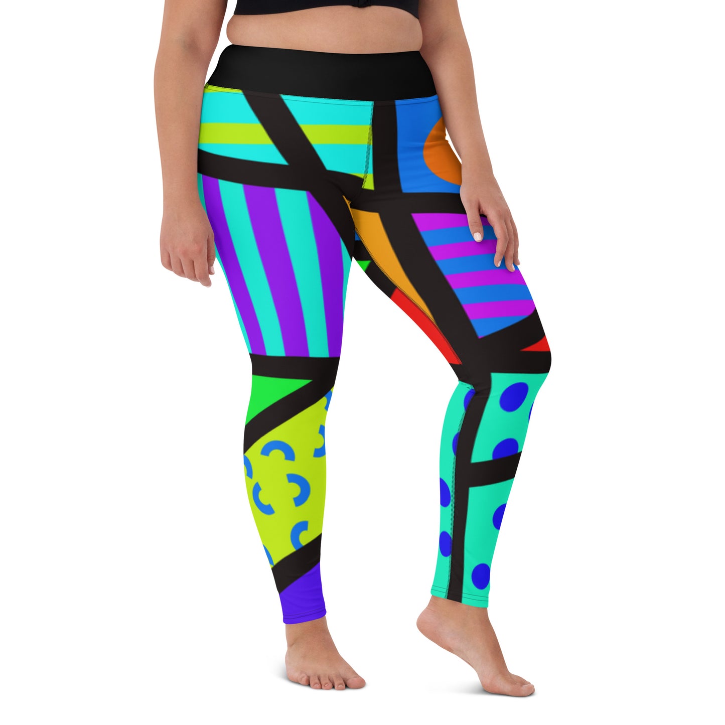 Yoga Leggings, Memphis Harajuku Rainbow