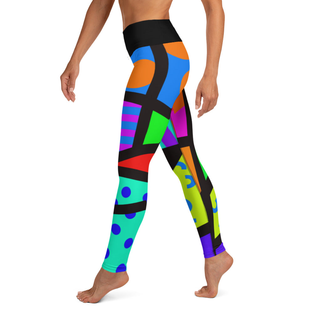 Yoga Leggings, Memphis Harajuku Rainbow