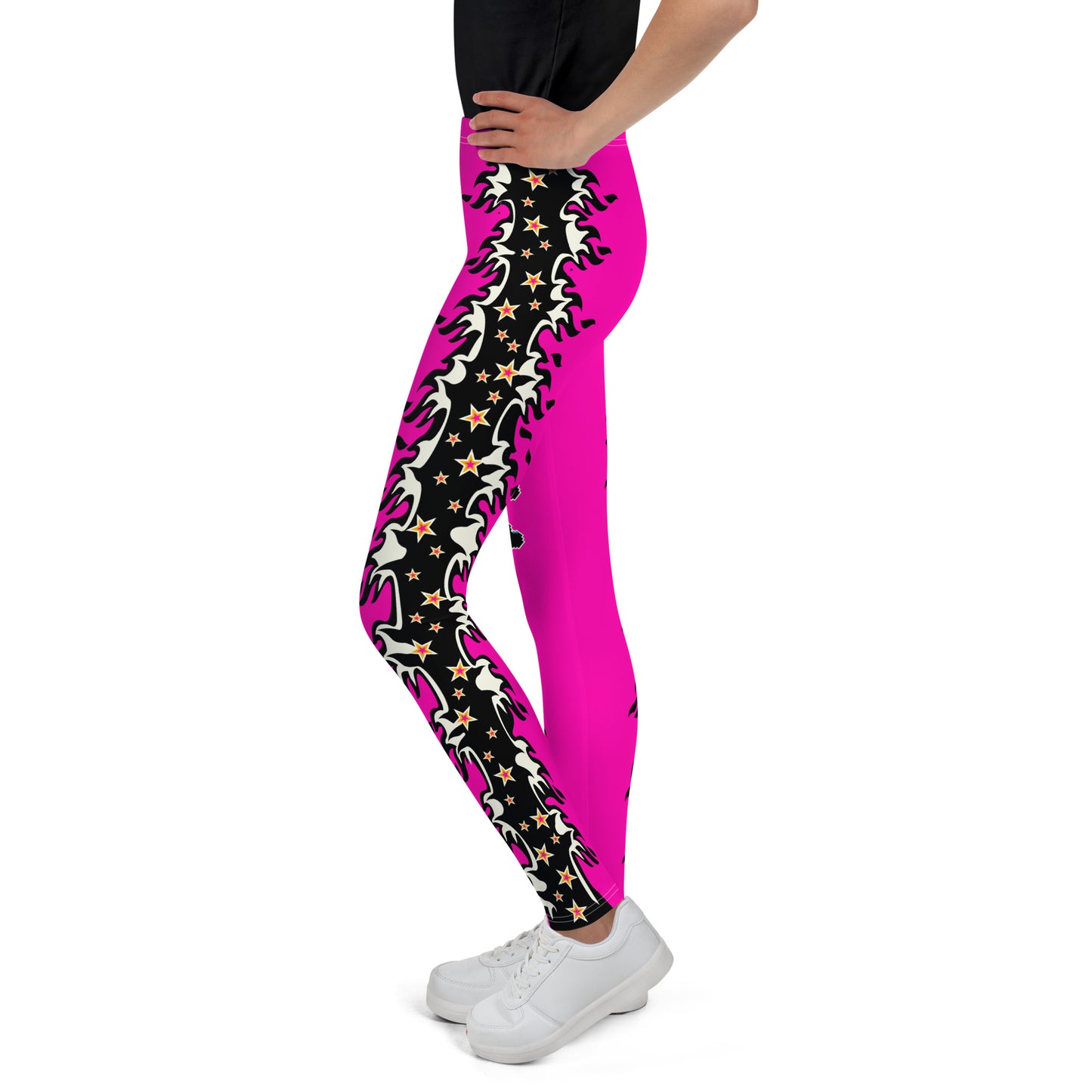 Youth Leggings, Pink Fire