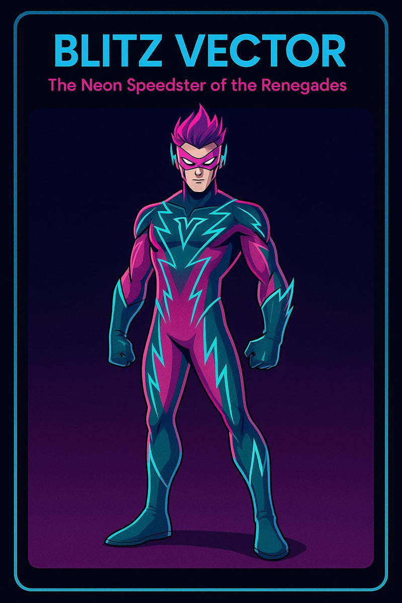 Blitz Vector hero card artwork - The Neon Speedster of the Renegades