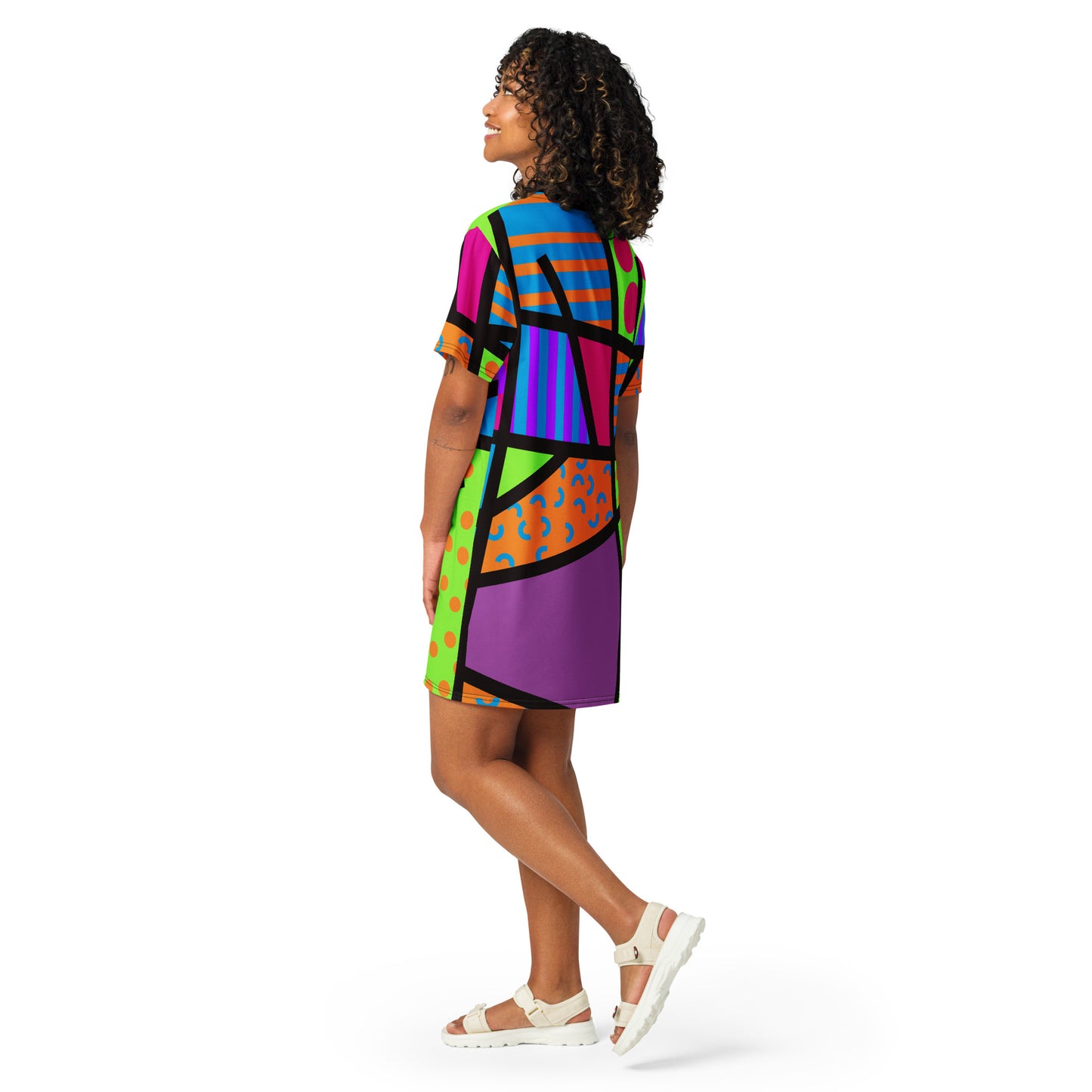 colourful casual dress in vibrant 90s memphis and Japanese Harajuku style by BillingtonPix
