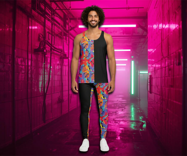 Cyber Riot komplettes Wrestling-Cosplay-Set mit Tanktop und Leggings.