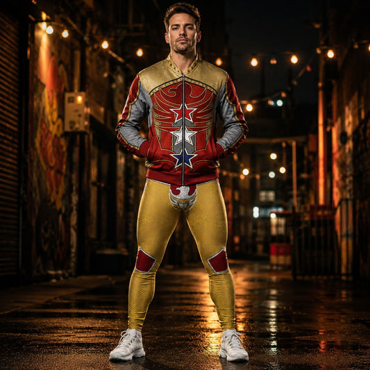 Wrestling Cosplay Men's Leggings and Jacket Bundle, Eagle Slam Star