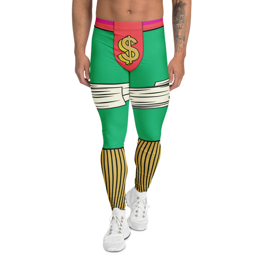 Green anime-style men’s leggings designed for wrestling and cosplay activewear
