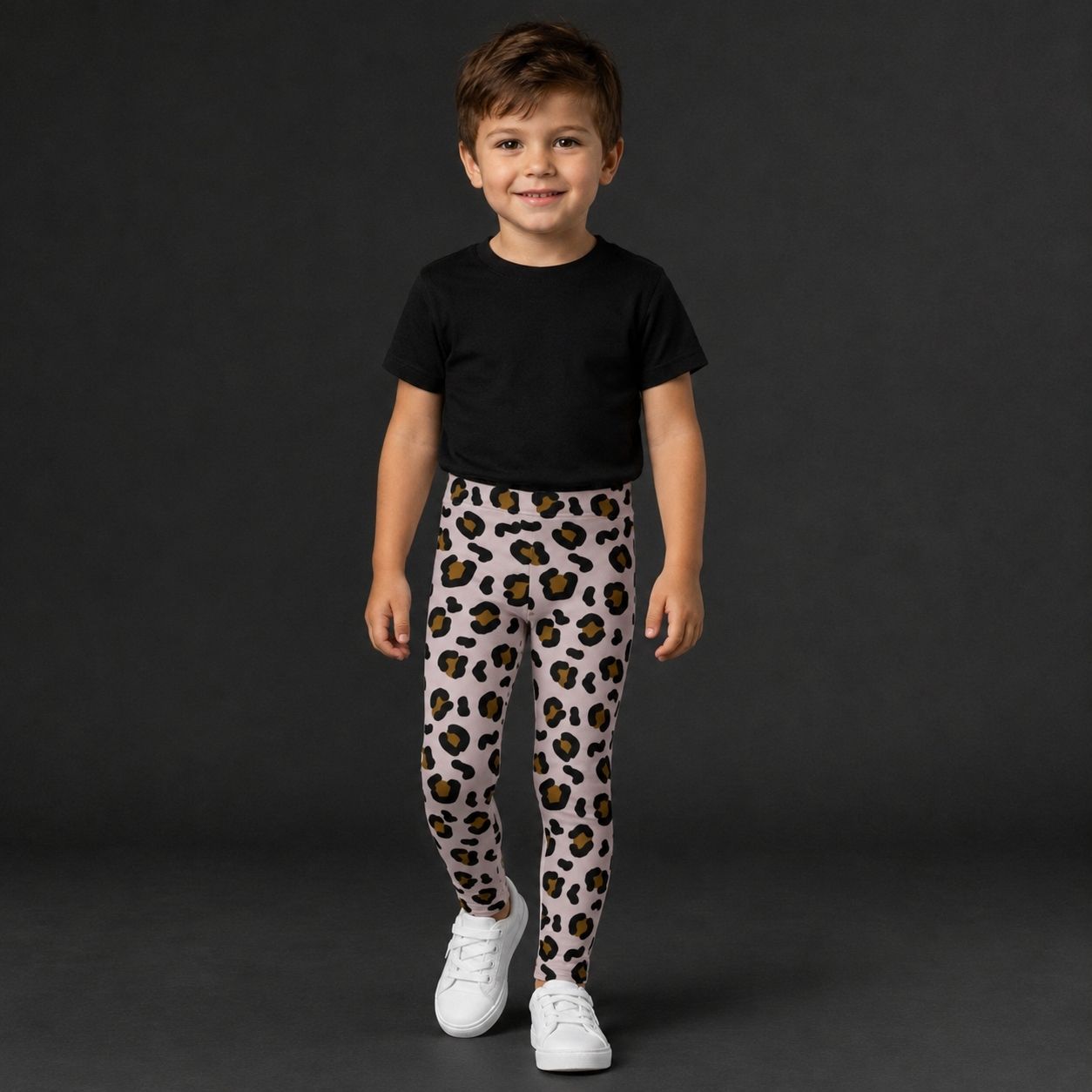 Brown Leopard Skin Matching Wrestling Leggings Set, Parent and Child Outfit