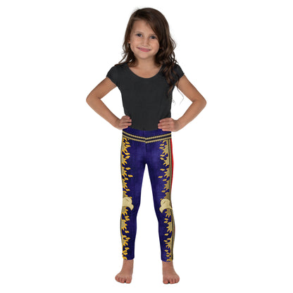 Navy, red and gold military eagle print kids wrestling leggings - front view - BillingtonPix