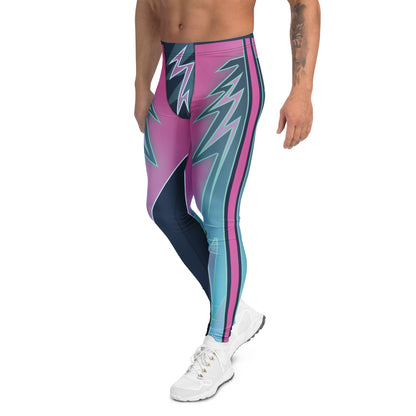 Left leg side view of Blitz Vector lightning cosplay tights.