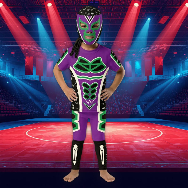 Kids wrestling cosplay bundle, Lucha Libre Villain design