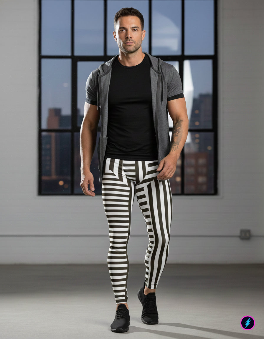 Man wearing fashion meggings in a contemporary setting