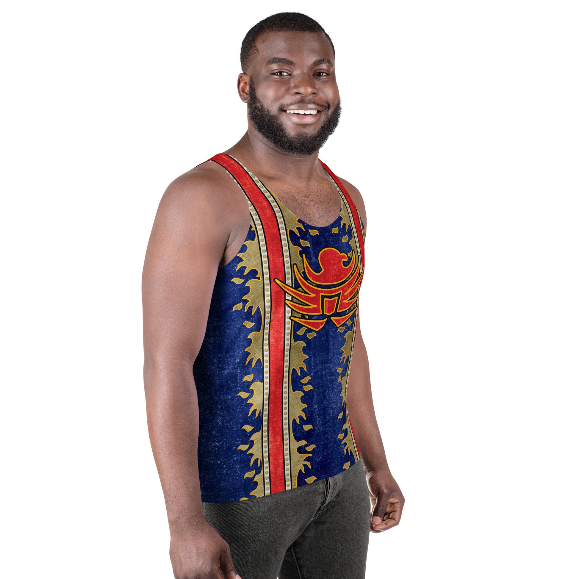 Military Eagle men's tank top featuring bold eagle graphics and vintage style print