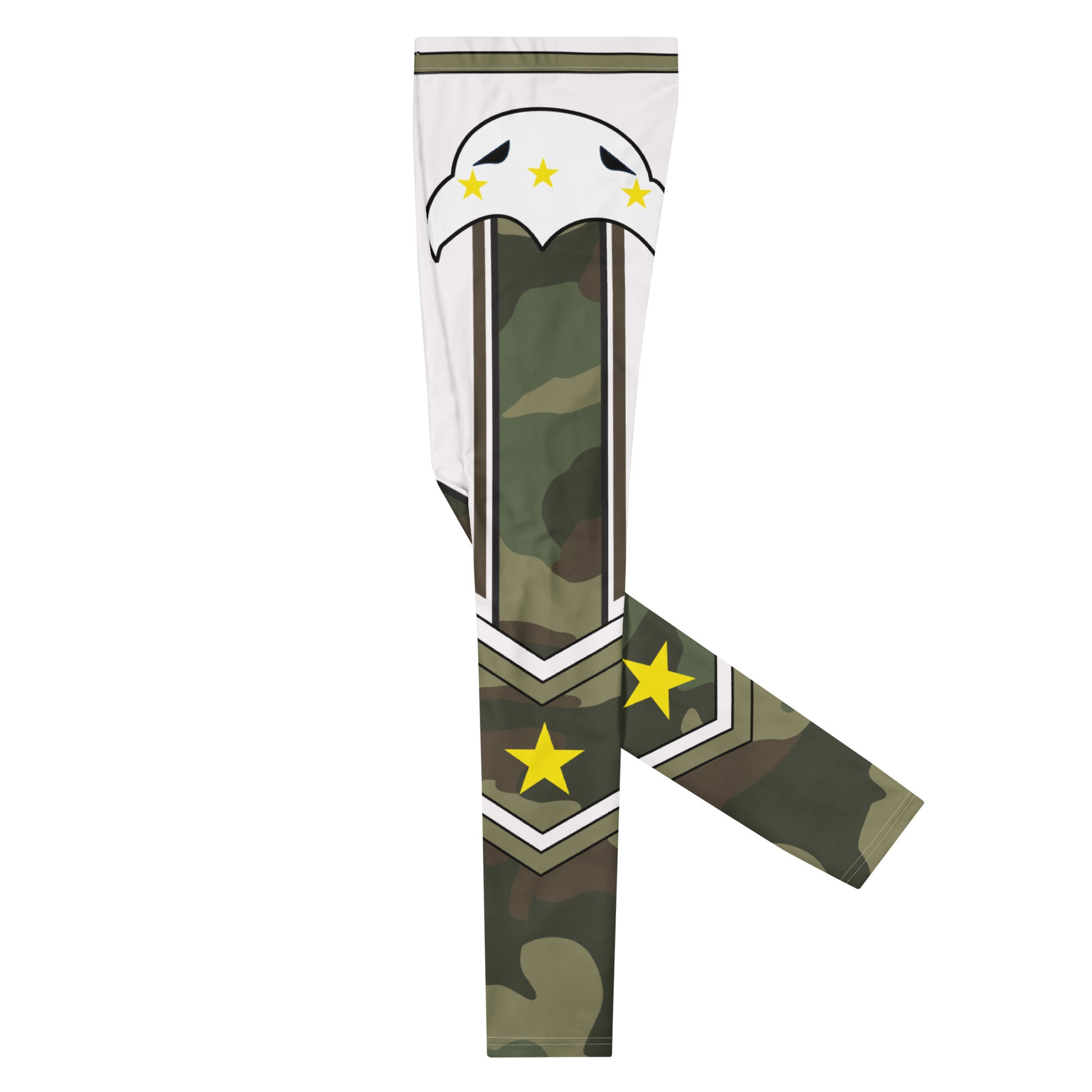 Men's eagle and camouflage wrestling leggings, angled left view