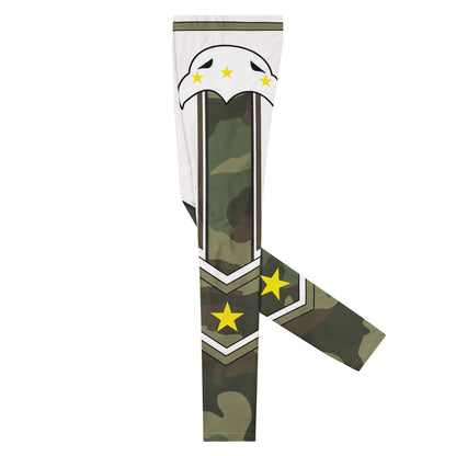 Men's eagle and camouflage wrestling leggings, angled left view
