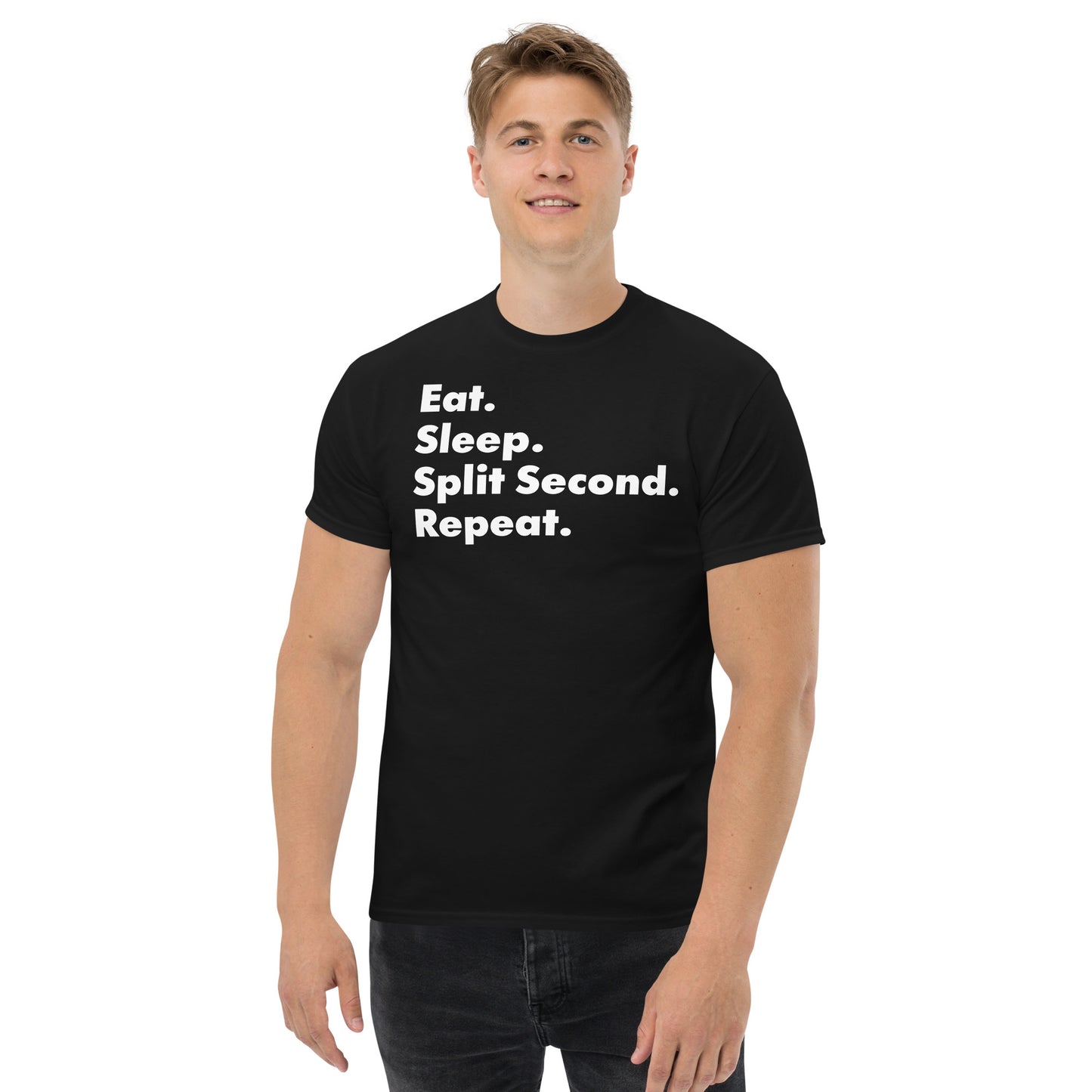 Klassisches T-Shirt für Herren – Split Second Repeater Slogan T-Shirt