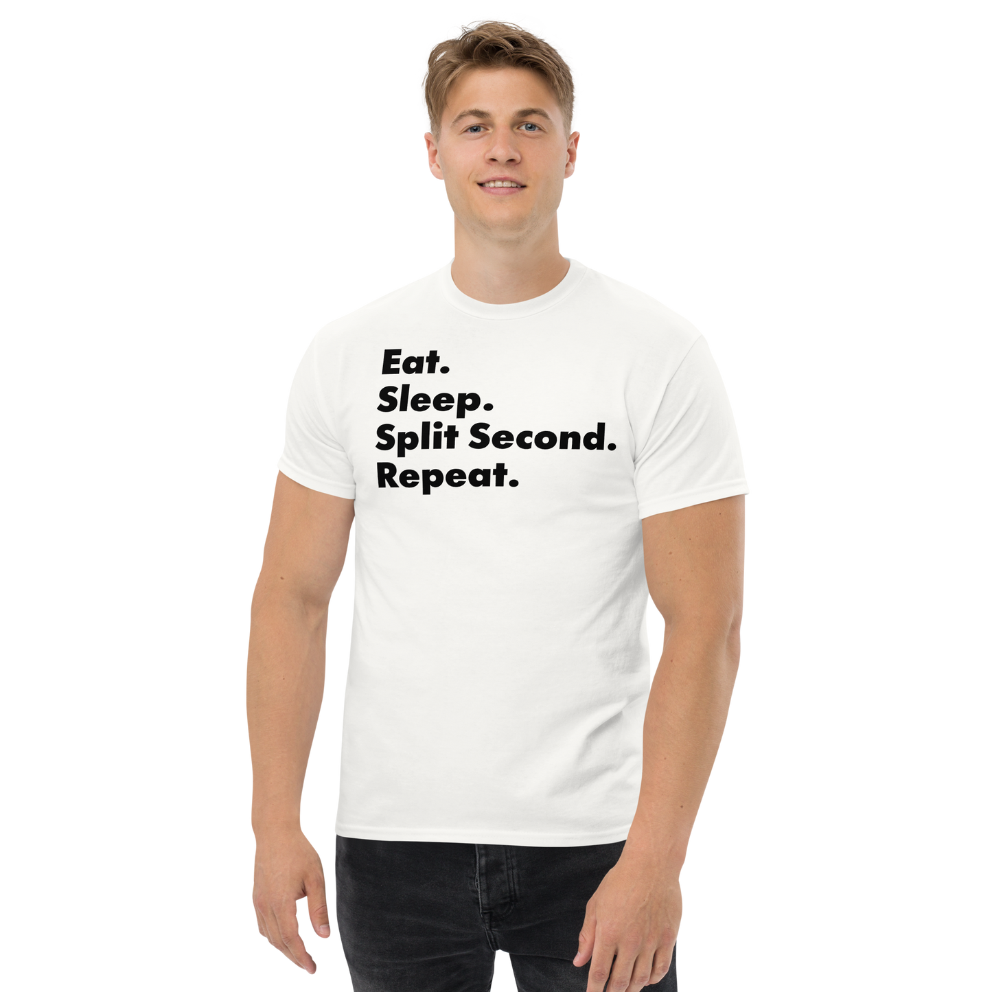 Camiseta clásica para hombre: camiseta con eslogan "Split Second Repeater"