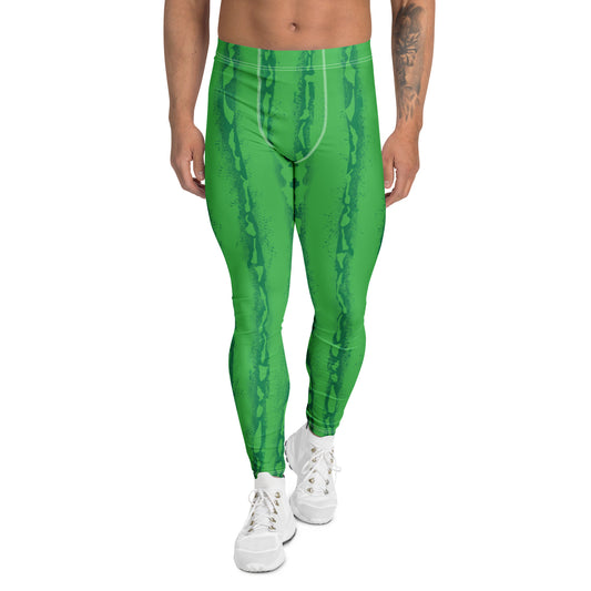 Mens green watermelon skin leggings. Cosplay activewear by BillingtonPix