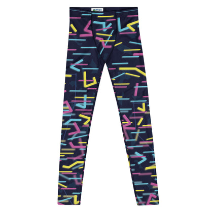 Flat lay front design of Wildbyte neon glitch cosplay leggings.