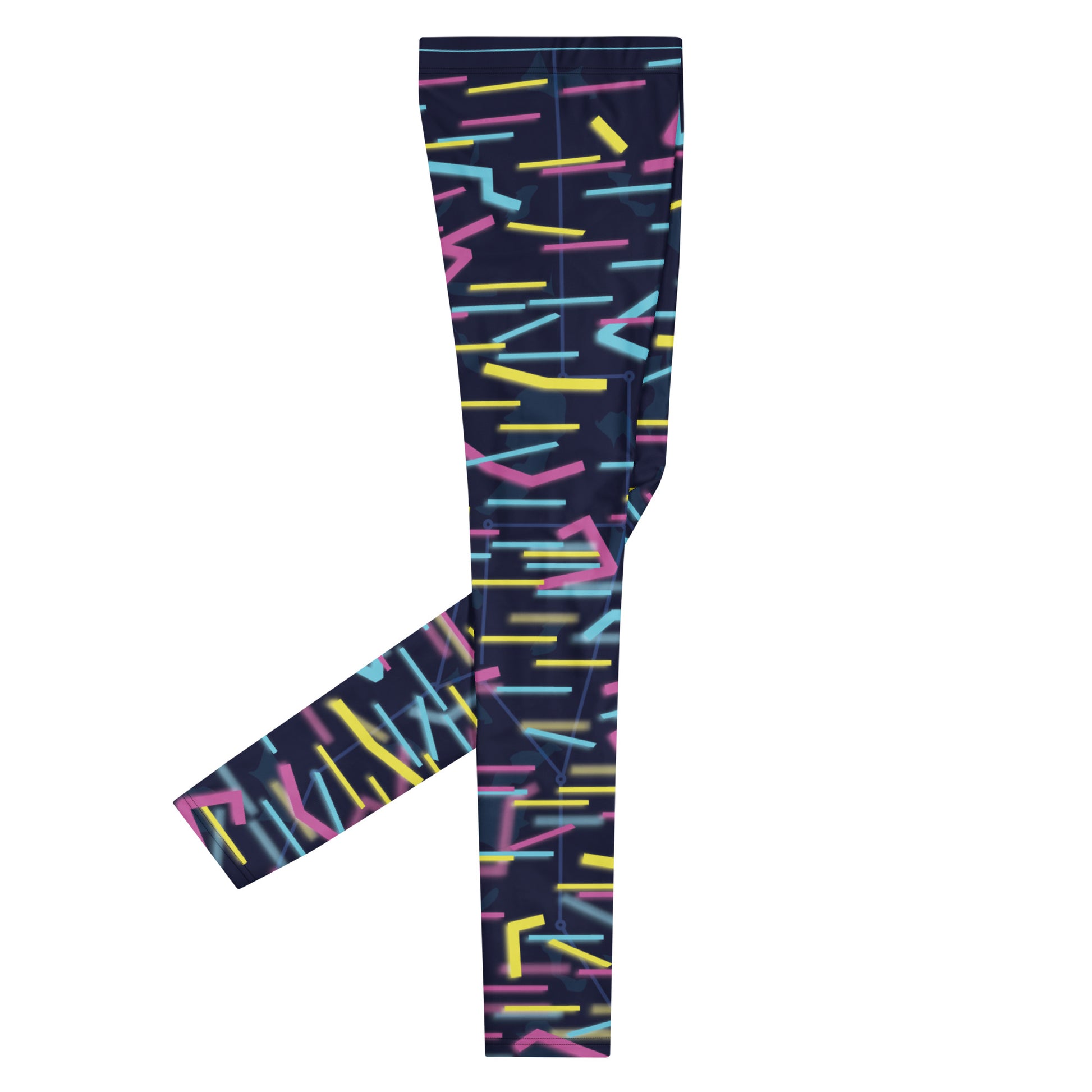 Side flat view of Wildbyte neon glitch leggings from the Neon City Renegades collection.