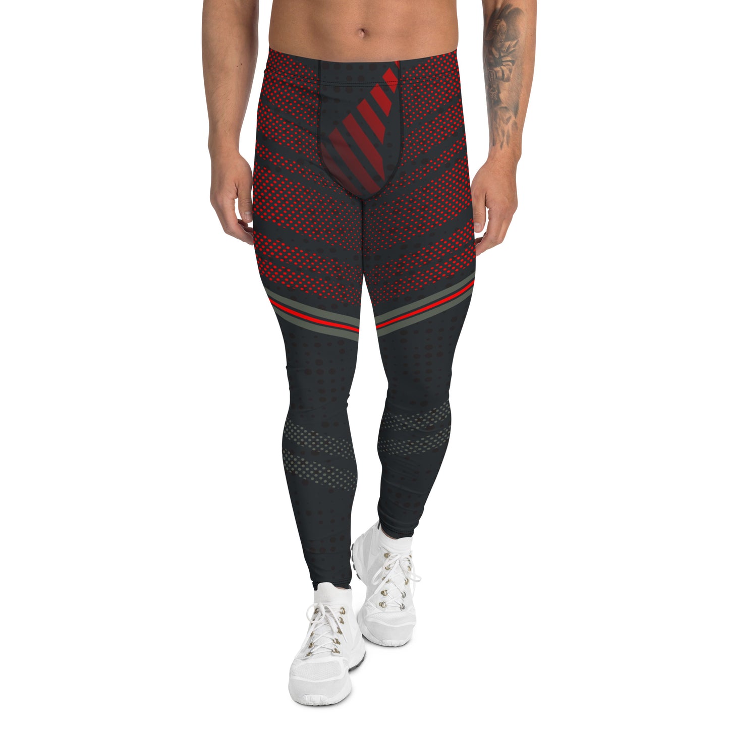Men’s jiu jitsu spats - black and red compression grappling leggings and gym pants by BillingtonPix