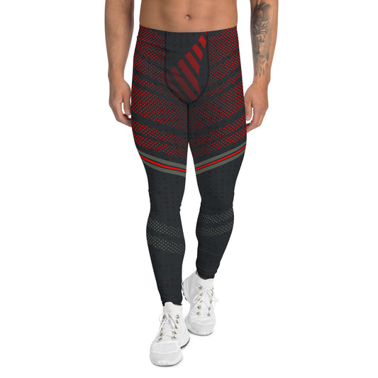 Men’s jiu jitsu spats - black and red compression grappling leggings and gym pants by BillingtonPix