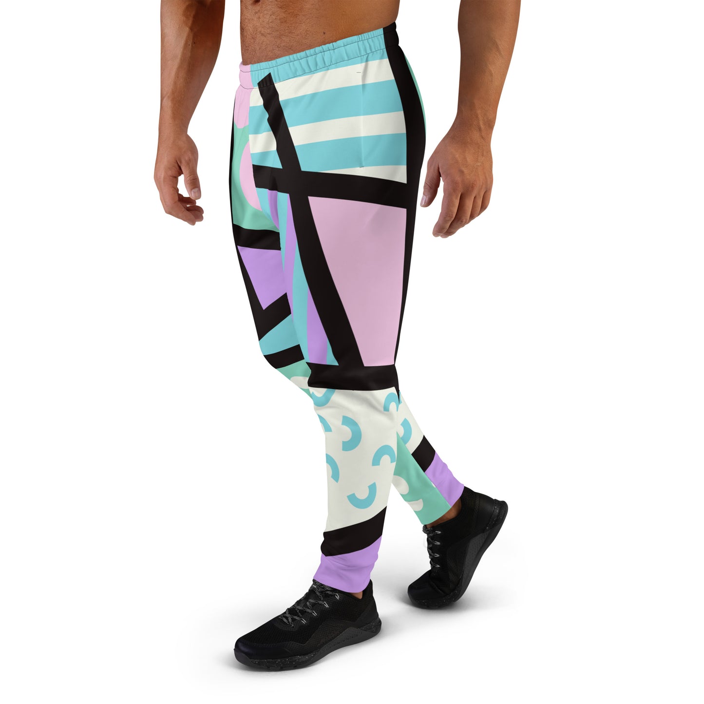 Patterned Men's Joggers | Stylish Streetwear Harajuku 80s Memphis Pastel Goth Geometric Sweatpants for men | Yami Kawaii Streetwear Fashion