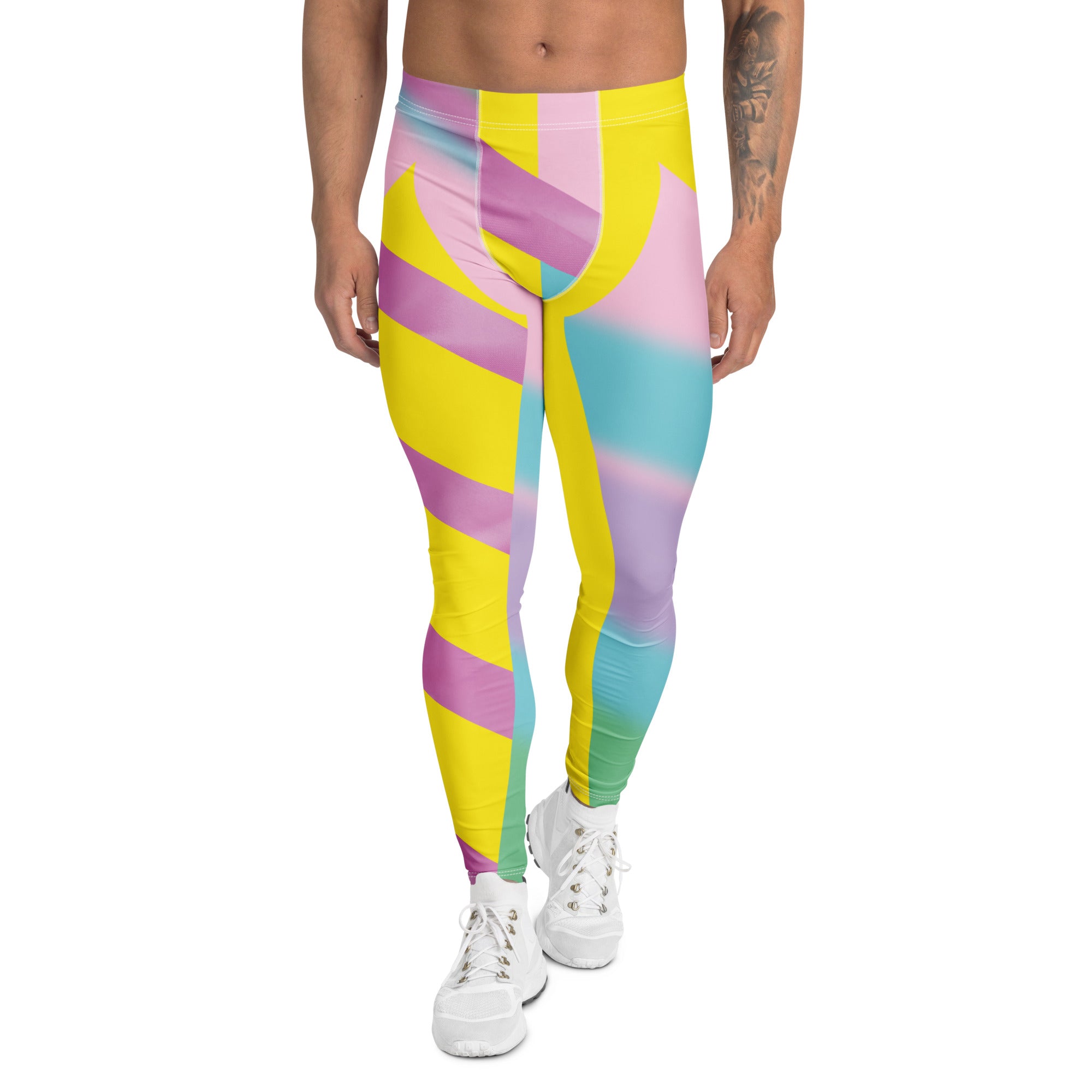 Mens Leggings, Pastel Rainbow