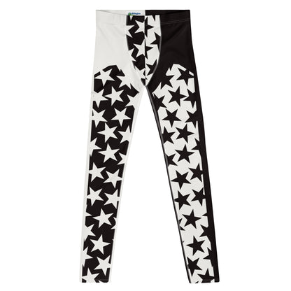 Leggings with black and white star pattern on a white background