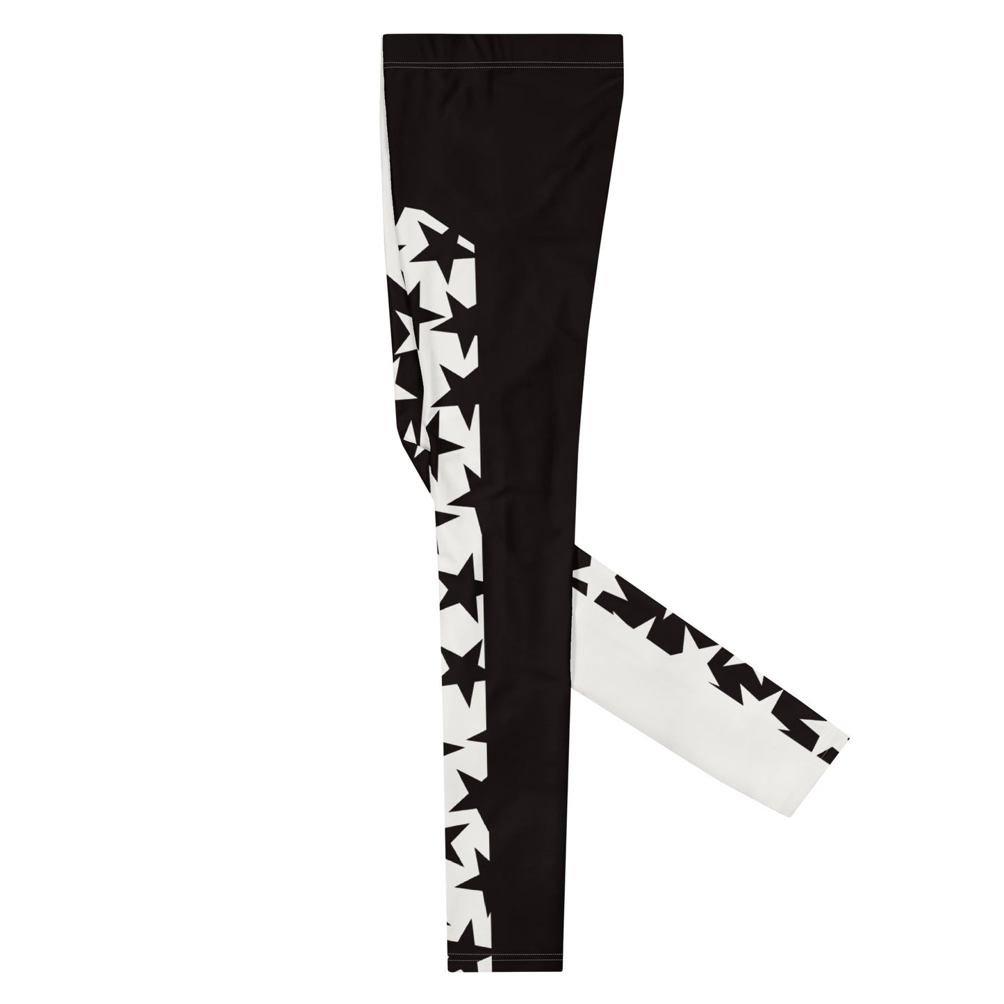 Black leggings with white star pattern on a white background