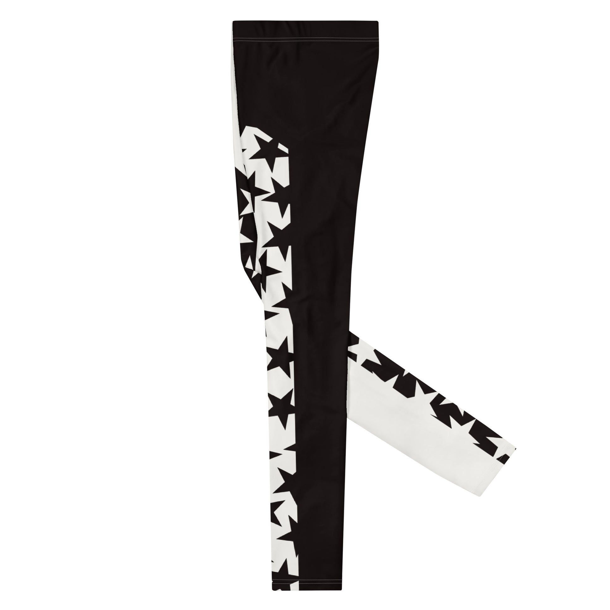 Black leggings with white star pattern on a white background
