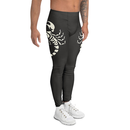 Black men’s wrestling leggings with white scorpion design – front view