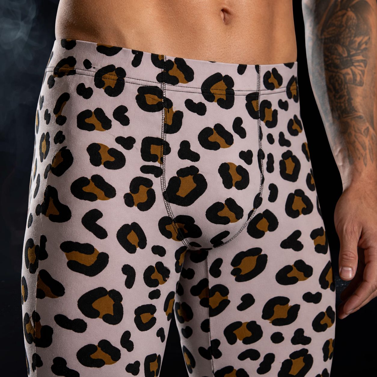 Leopard print underwear on a dark background, closeup