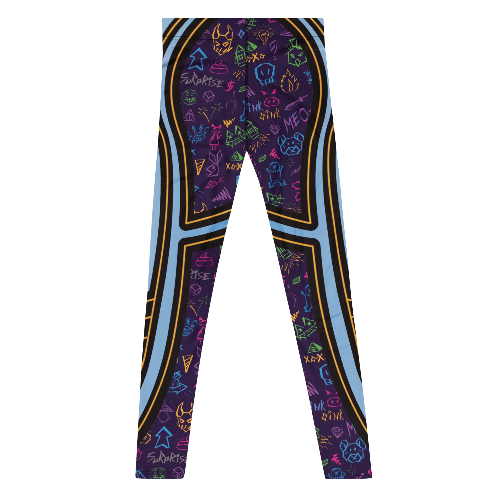 Men's leggings in bold lucha libre style for festivals, wrestling fans, and standout athletic fashion.